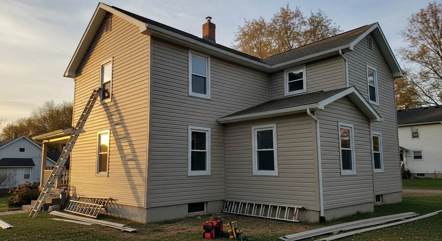 New siding installed on residential home exterior